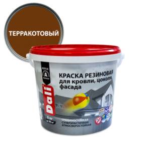 Краска резиновая трещиностойкая акриловая для кровли цоколя фасада Dali терракотовый 6 кг