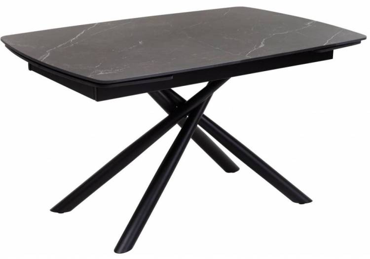 Стол Woodville Rivoli 493168 matt black marble sintered stone, black 140(200)x90x76