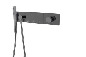 Смеситель для ванны и душа Boheme Zodiac 132-SYS-SGM с ручным душем, Shine Gun Metal