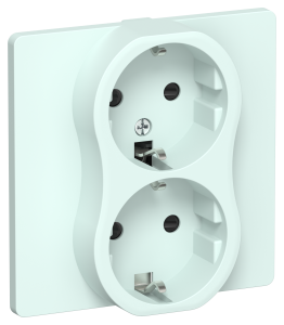 Розетка 2-местная с заземлением и шторками IEK Flite FI-R24C-16-K94 холодный лед