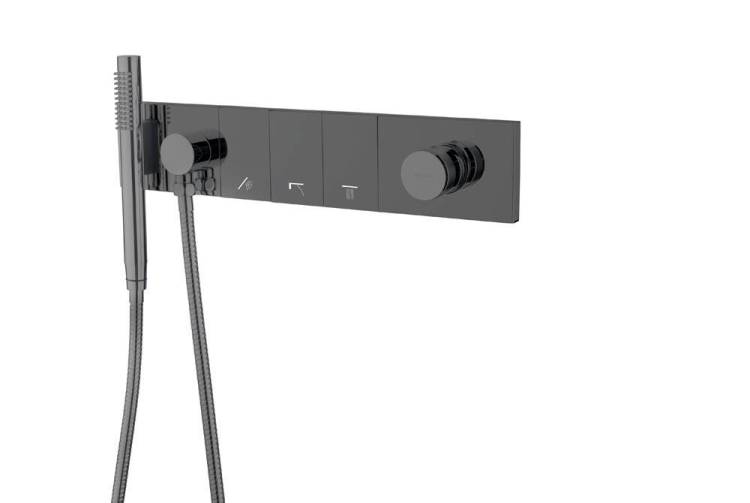 Смеситель для ванны и душа Boheme Zodiac 132-SYS-SGM с ручным душем, Shine Gun Metal