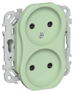 Розетка 2-местная с защитными шторками IEK Flite FI-R23-10-1-K93 фисташковый