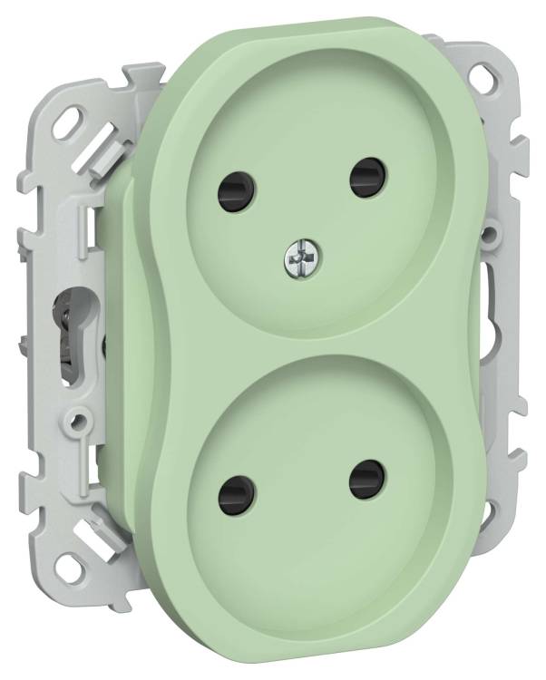 Розетка 2-местная с защитными шторками IEK Flite FI-R23-10-1-K93 фисташковый