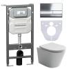 Комплект Унитаз подвесной Ceramica Nova Balearica CN6000 + Система инсталляции Envision CN1002CH с кнопкой смыва хром и шумоизоляционной панелью CN1000