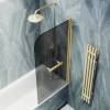 Шторка на ванну MaybahGlass MGV-768-3 40x140, поворотная, стекло графит матовый 6 мм, профиль золото, с полотенцедержателем