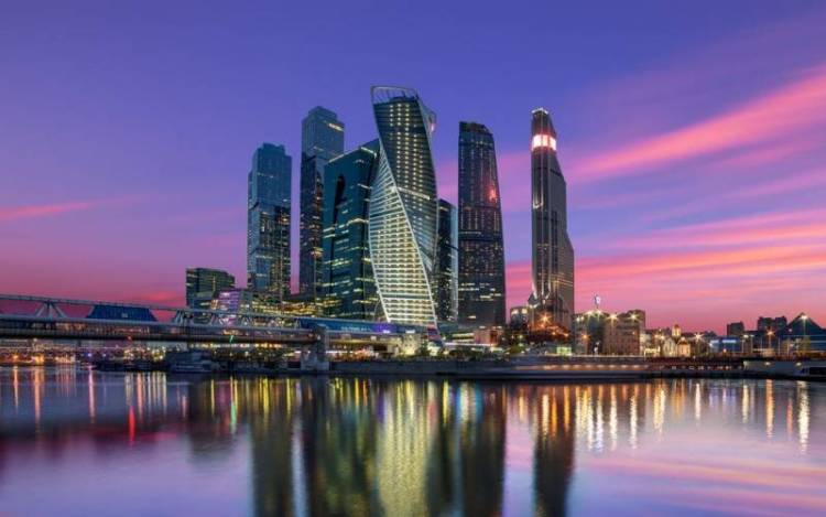 3D Фотообои Artegrafico «Москва Сити вечером» G-033 песок