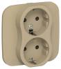 Розетка 2-местная с заземлением и шторками IEK Flite FI-R24A-16-1-K59 хаки