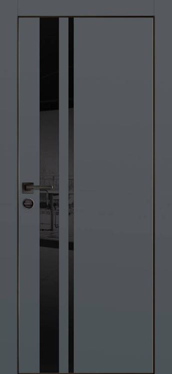Межкомнатная дверь Остекленная Profilo Porte PX-16 (ПХ-16 ) Полотно Графит матовый, Кромка AL Черный, Стекло Лакобель черный 2000х700