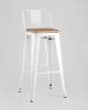 Набор из 6 барных стульев Stool Group Tolix YD-H765E-W LG-02 X6 белый глянцевый, светлое дерево, со спинкой фото 3