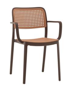 Стул Stool Group Yona PP-297 brown 36025 коричневый, пластиковый с подлокотниками
