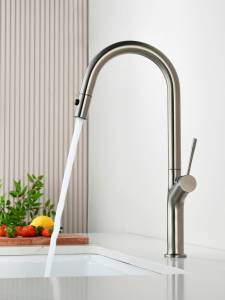 Смеситель для кухни AQUAme Cucina AQM9905BN с выдвижным изливом, никель шлифованный
