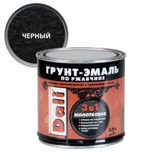 Грунт-эмаль по ржавчине 3 в 1 молотковая алкидная Dali черный 0.75 л
