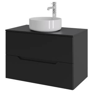 Тумба с раковиной Orange Line Li-80TubMDF+B09-360W черная матовая, 80.5 см