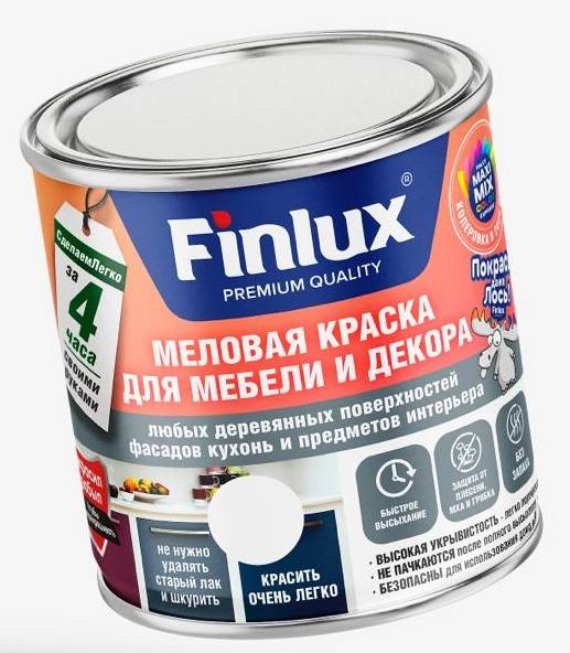 Акриловая краска для мебели и декора Finlux F-540 матовая голубая 0.5 кг