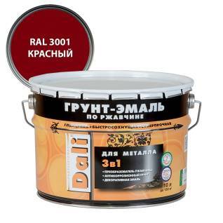 Грунт-эмаль по ржавчине 3 в 1 гладкая алкидная Dali RAL 3001 красный 10 л