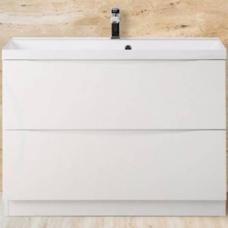 Тумба с раковиной Belbagno Marino MARINO-700-2C-PIA-BL-P 70x45x80.5 Bianco Lucido напольная с двумя выкатными ящиками