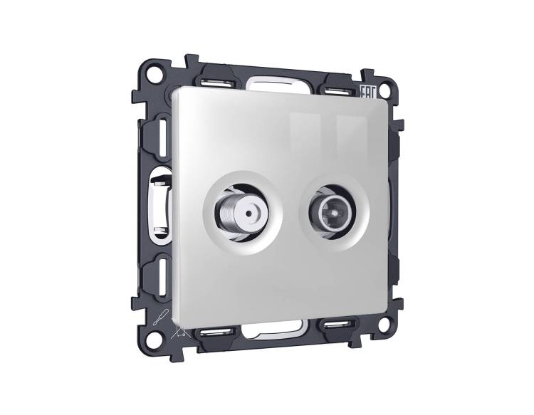 Комплект механизма TV розетки оконечной+SAT Ambrella Volt MA MA413310 серебро глянец