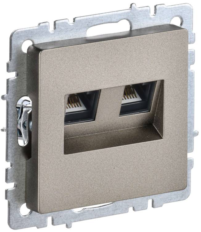 Розетка компьютерная RJ45 2-местная IEK Brite BR-K20-2-K37 шампань