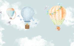 3D Фотообои Artegrafico «Облачная даль с акварельными шарами» KID-146 канвас