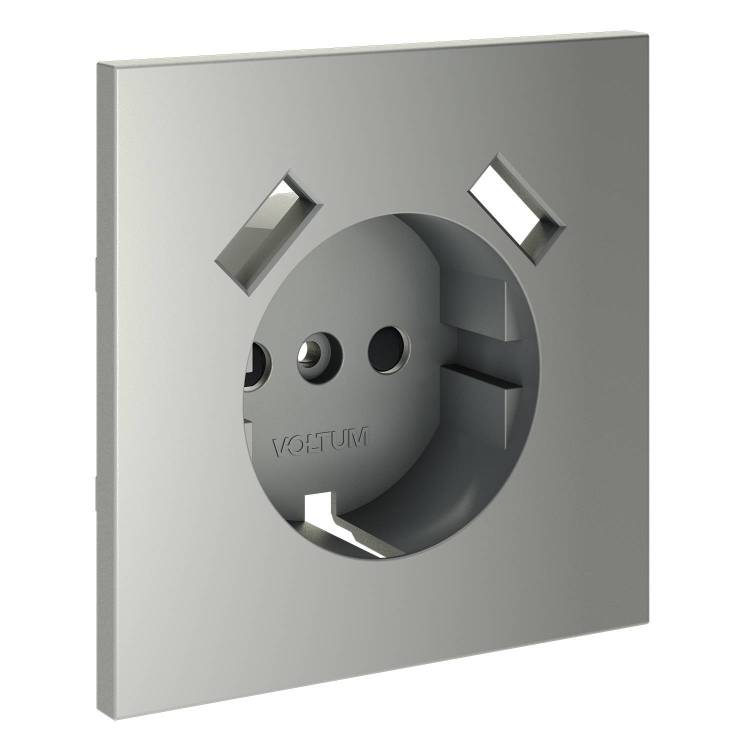 Лицевая панель для розетки с заземлением, шторками и USB Type A+A Voltum S70 VLS000905 сталь