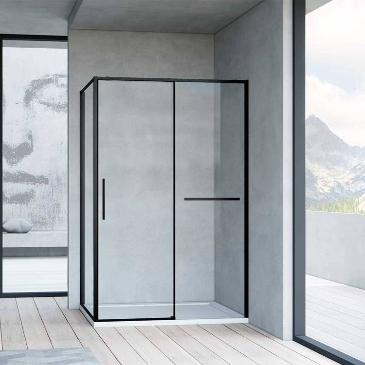 Душевой уголок Vincea Slim Soft VSR-1SS9012CLB 1200x900, профиль черный, стекло прозрачное