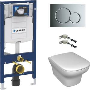 Комплект Унитаз подвесной Jacob Delafon Vox EDM102-00 с микролифтом + Инсталляция Geberit Duofix UP 320 111.300.00.5 с кнопкой смыва хром + Комплект крепления для инсталляций