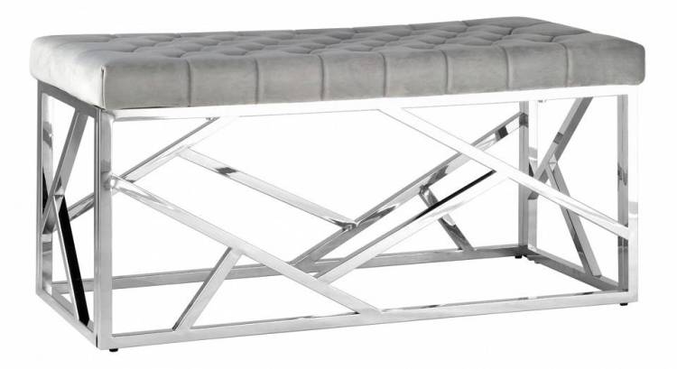 Банкетка Stool Group Арт Деко BENCH-016-GR вельвет серый, сталь серебро 100x46