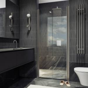Душевая дверь в нишу MaybahGlass MGD-423-5 профиль хром матовый, стекло бесцветное, 1980x890
