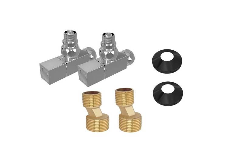 Запорный вентиль Aquatek AQ 2020CH 3/4"х1/2", квадратный, хром, 2 штуки