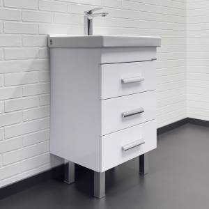 Тумба с раковиной Comforty Никосия 50Н 00-00018023 напольная, белый глянец