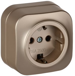 Розетка 1-местная с заземлением IEK Glory ERH11-K37M-16 шампань матовый