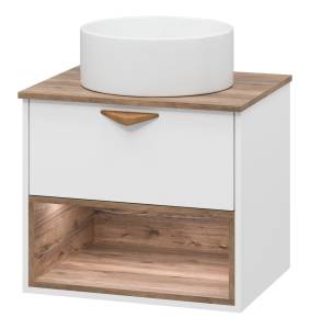 Тумба с раковиной Brevita Bergen - 60 Дуб Гала, Белый матовый 52x60x48