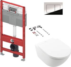 Комплект Унитаз подвесной Villeroy&Boch Subway 3.0 4670TS01 alpin + Система инсталляции для унитазов TECE TECEprofil Uni 2.0 9300302 + Кнопка смыва TECE Now