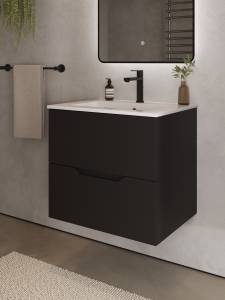 Тумба с раковиной Agger Свит SWE600ETBL-3610W черная матовая, 60 см