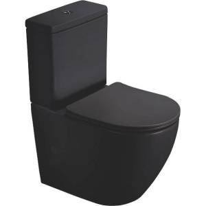 Унитаз-компакт SantiLine SL-5016MB безободковый, с крышкой-сиденьем микролифт, черный матовый