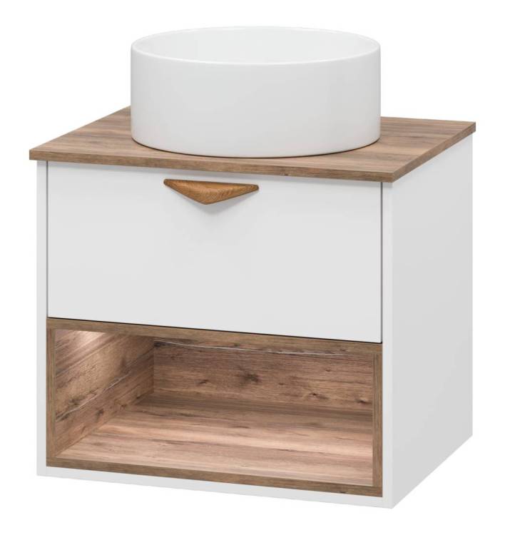 Тумба с раковиной Brevita Bergen - 60 Дуб Гала, Белый матовый 52x60x48