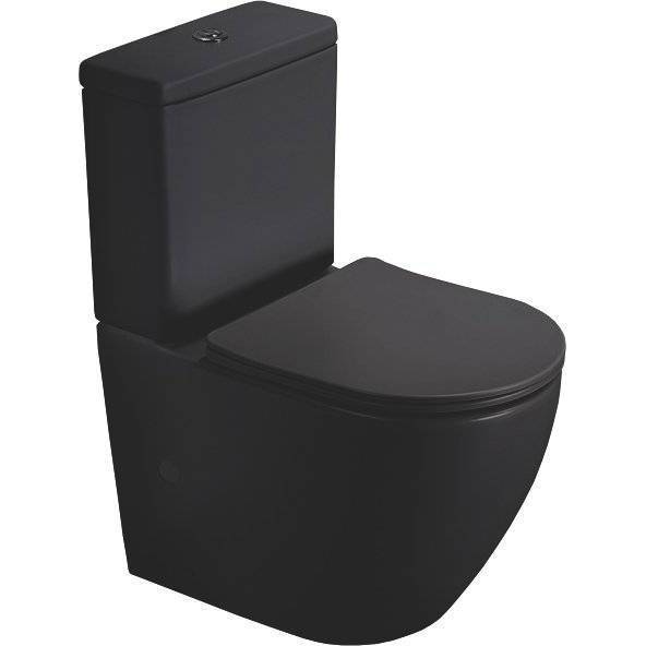 Унитаз-компакт SantiLine SL-5016MB безободковый, с крышкой-сиденьем микролифт, черный матовый