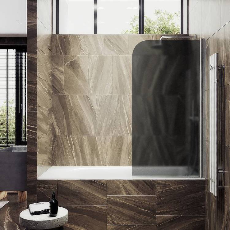 Шторка на ванну MaybahGlass MGV-604-5 поворотная, на монопетле, стекло графит матовый, профиль хром матовый, 1400x400