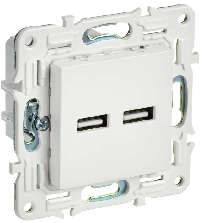 Розетка USB type A+A IEK Skandy SK-U21-D31-K01 арктический белый
