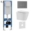 Комплект Iberica Blanca Burgos Alto IB.001M.BRA.231.1180 унитаз безободковый, белый, сиденье микролифт, клавиша смыва вороненая сталь