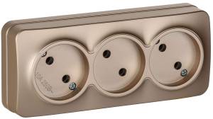 Розетка 3-местная IEK Glory ERH30-K37M-10 шампань матовый