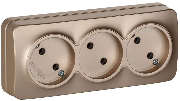 Розетка 3-местная IEK Glory ERH30-K37M-10 шампань матовый