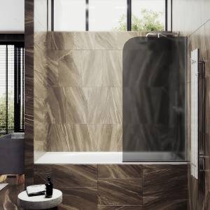 Шторка на ванну MaybahGlass MGV-129-5у стекло графит матовый, профиль хром матовый, 1400x340