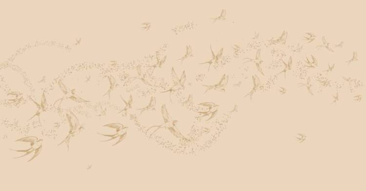 3D Фотообои Artegrafico «Грациозные ласточки в золоте на бежевом» LST-047 канвас