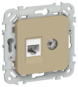 ТВ-розетка+Ethernet RJ45 IEK Flite FI-AK22-1-K59 хаки