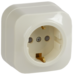 Розетка 1-местная с заземлением и шторками IEK Glory ERH14-K33-16 кремовый