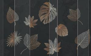 3D Фотообои Artegrafico «Золотой листопад на графитовом фоне» PL-034 акварель
