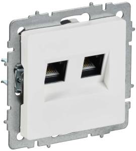 Розетка компьютерная RJ45 2-местная IEK Brite BR-K20-1-K91 арктический белый