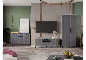 Стенка в гостиную Woodville Иадама 620680 графит, графит софт комплектация 1