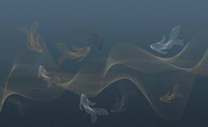 3D Фотообои Artegrafico «Золотые волны в морской синеве» PL-106 акварель